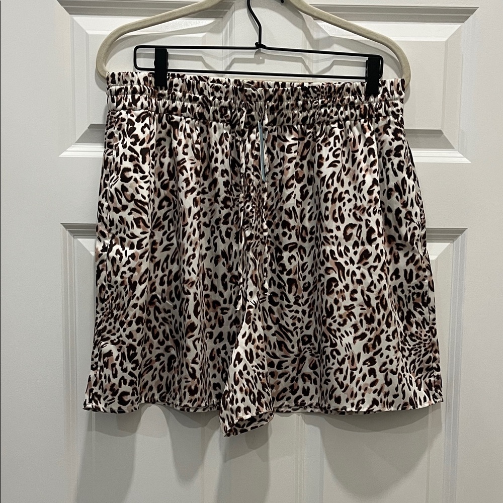 Maeve satin leopard shorts